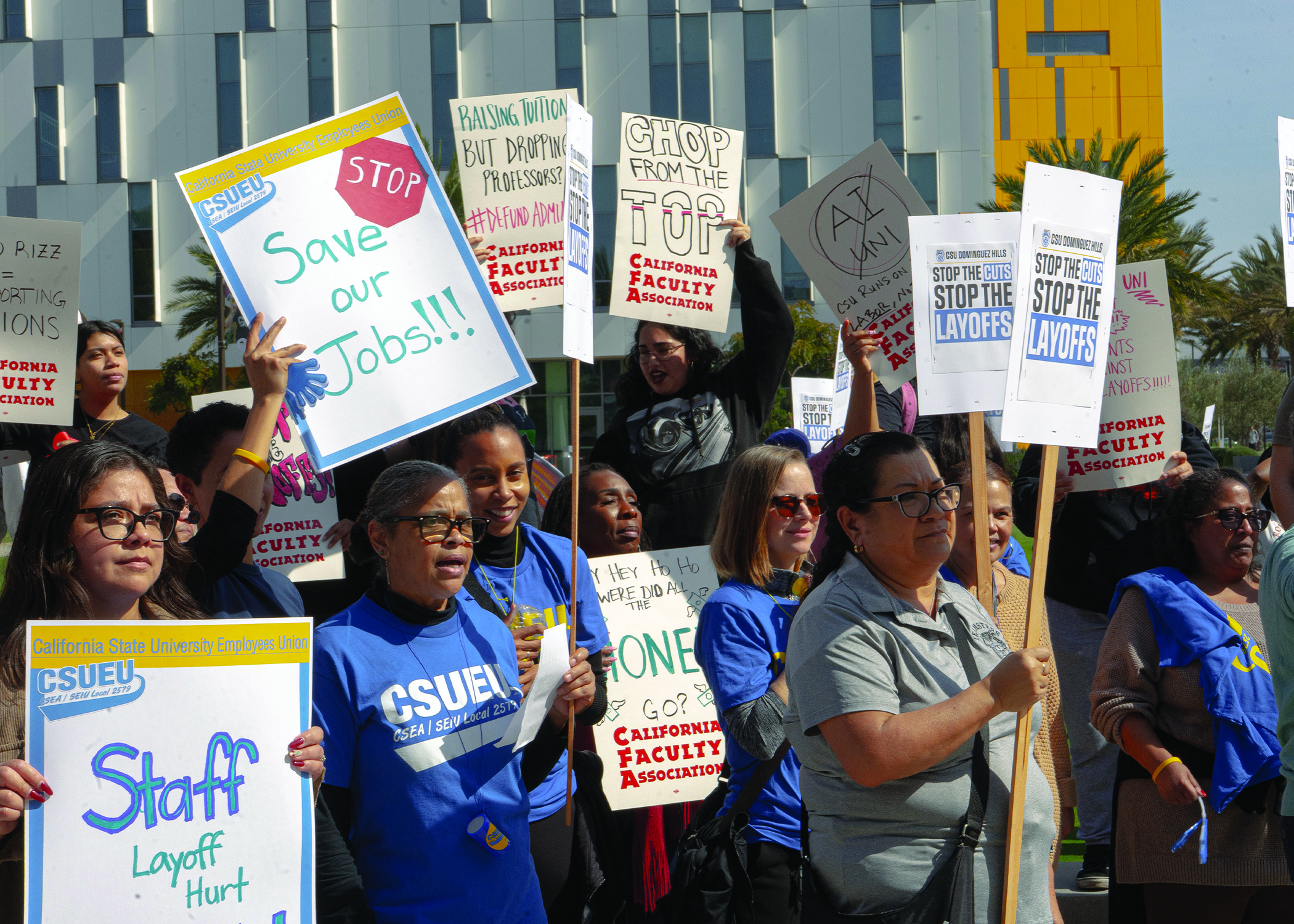 ‘Save our jobs’: CSUDH unions rally against layoffs, budget cuts